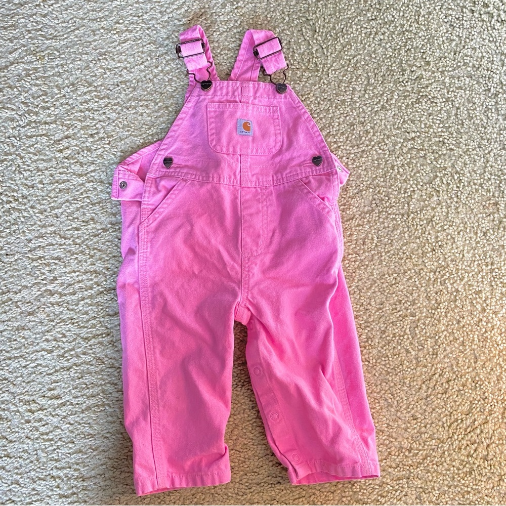 Pink Carhartt Baby Toddler Girl Denim Overalls